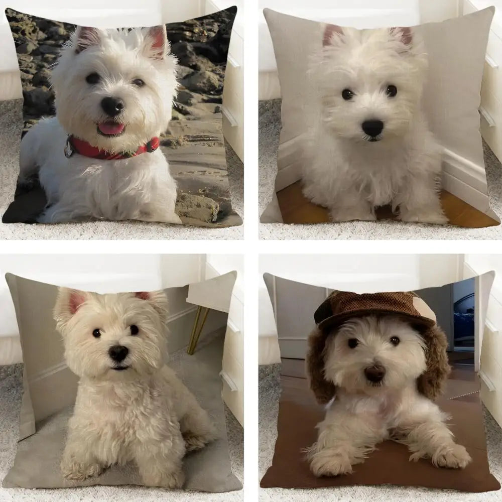 Housse de coussin Westie