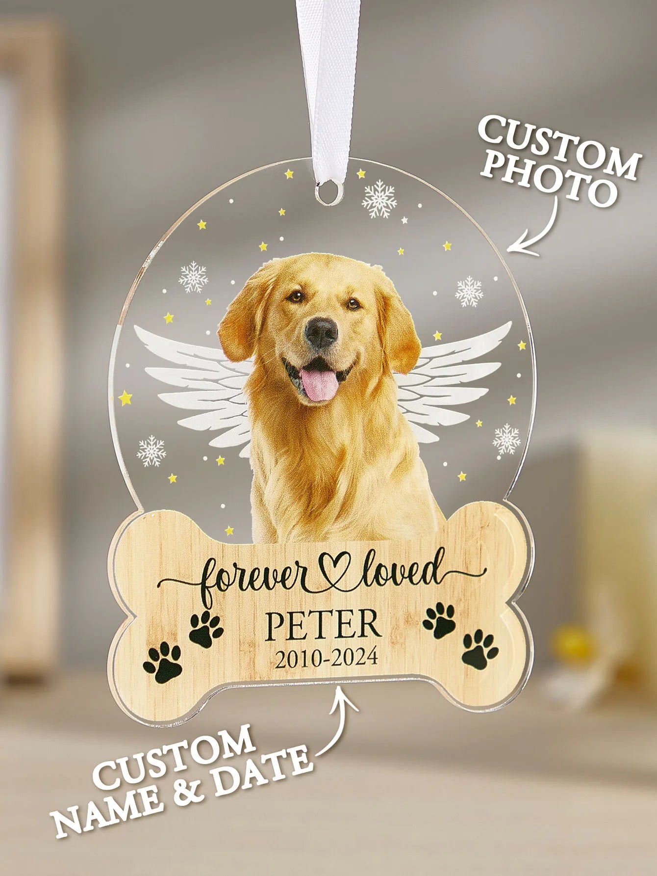 Ornement de Noël personnalisé avec photo d'animal