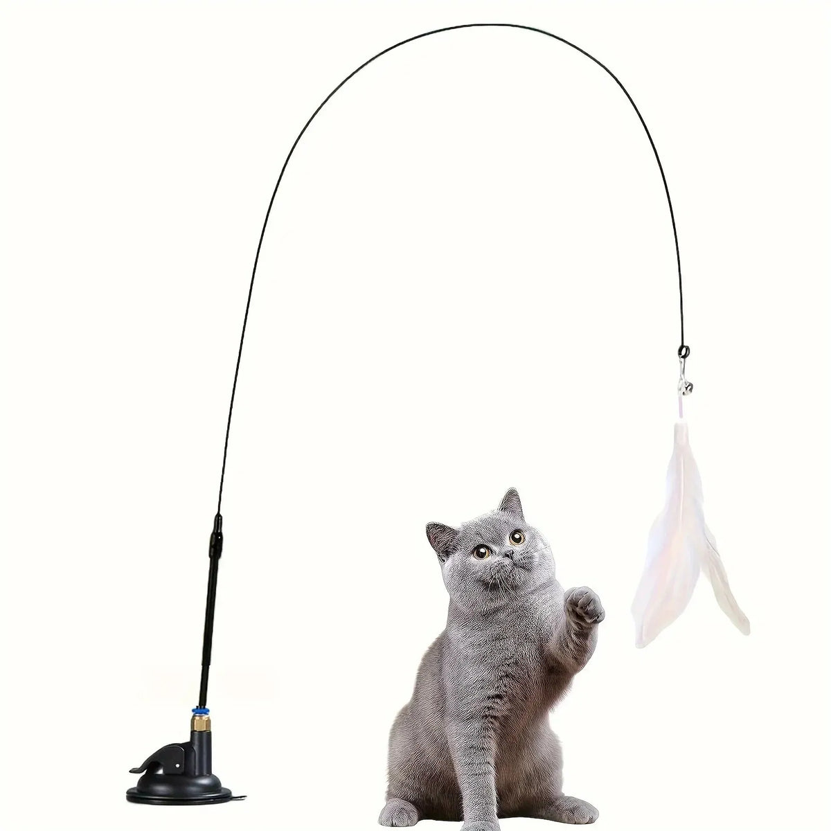 Canne à pêche interactive avec plumes pour chat