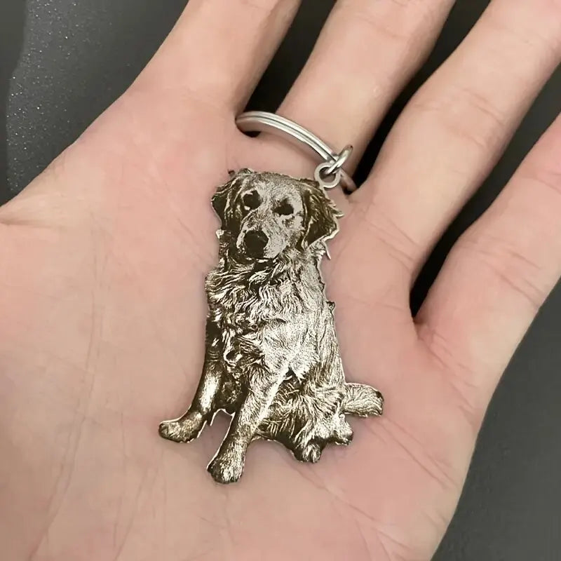 Porte-clés personnalisé avec photo de chien gravée