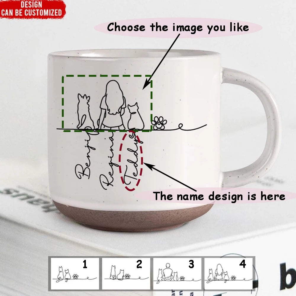 Personalized Pet Lover Mug Custom Cat And Dog Pattern Coffee Cup Creative Gift For Dog Cat Owners Family Members And Friends