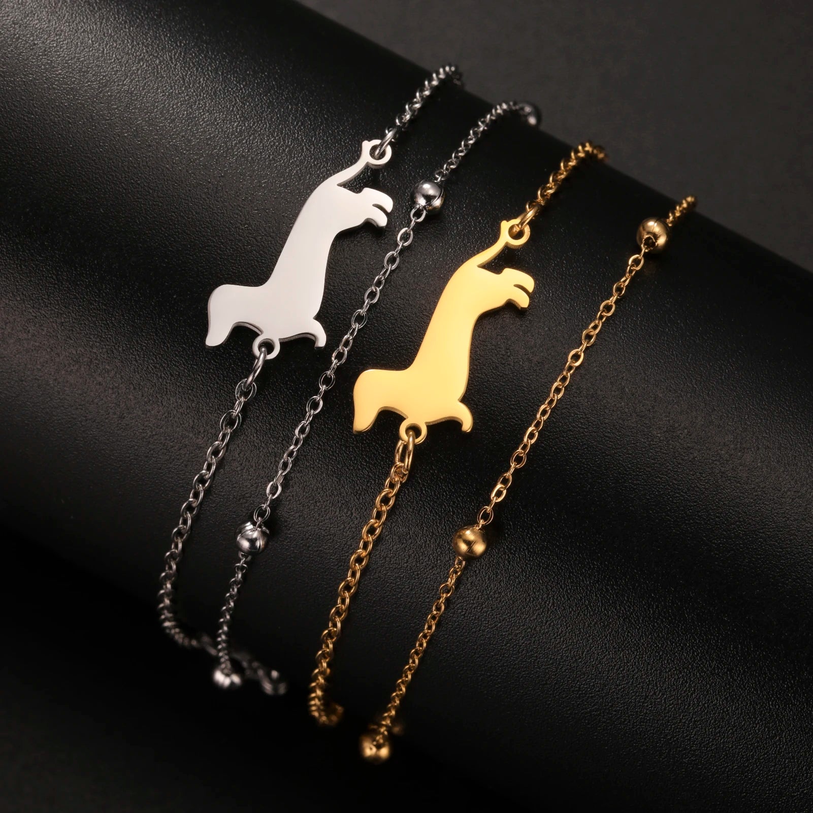 Bracelet acier inoxydable motif Teckel