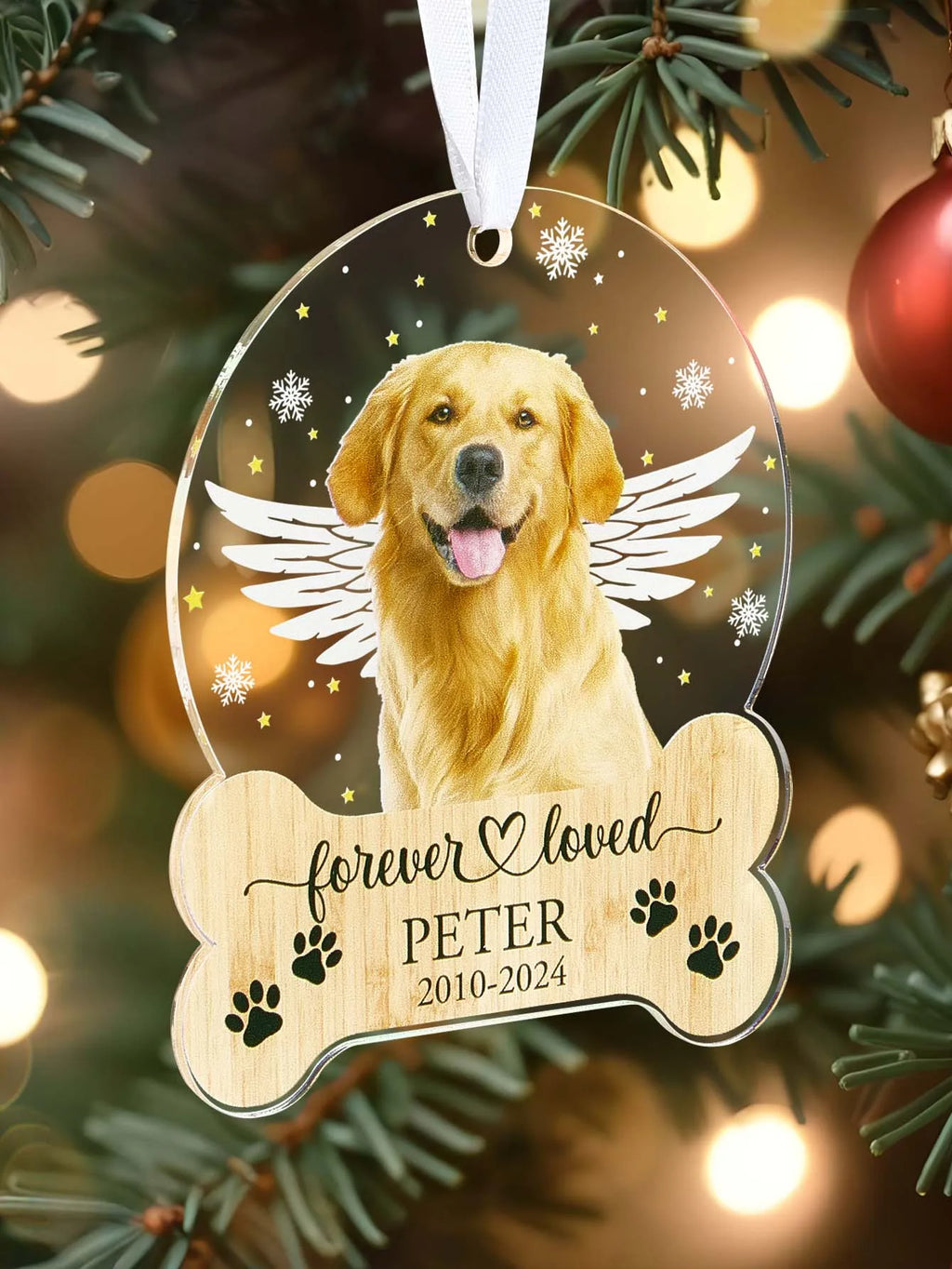 Custom Pet Photo Ornament Personalized Memorial Hanging Decor Acrylic Pet Keepsake Christmas Gift for Pet Lover In Loving Memory