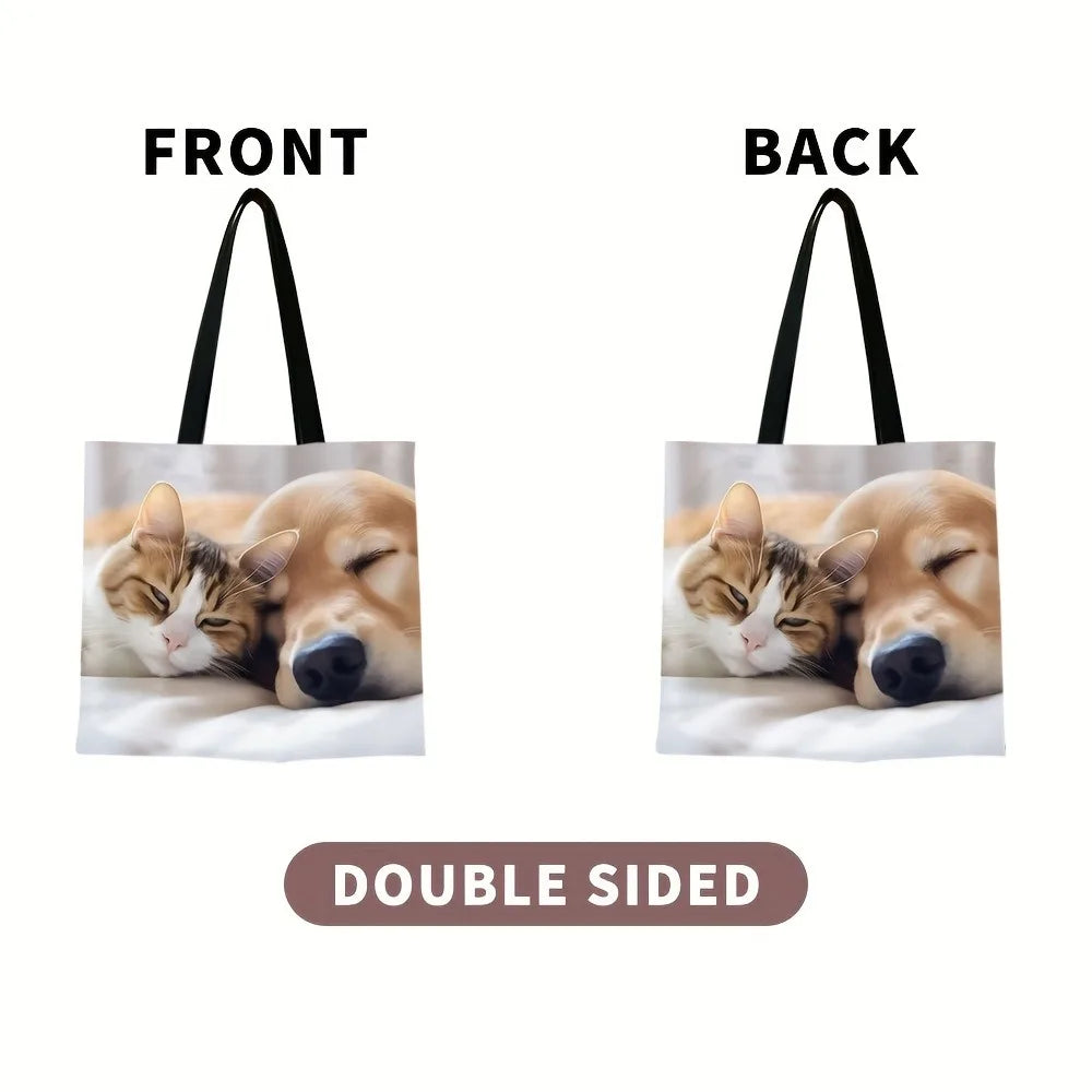 Custom Photo Tote Bag Personalized Reusable Grocery Shopping Shoulder Bag with Foldable Design Polyester Storage Pouch