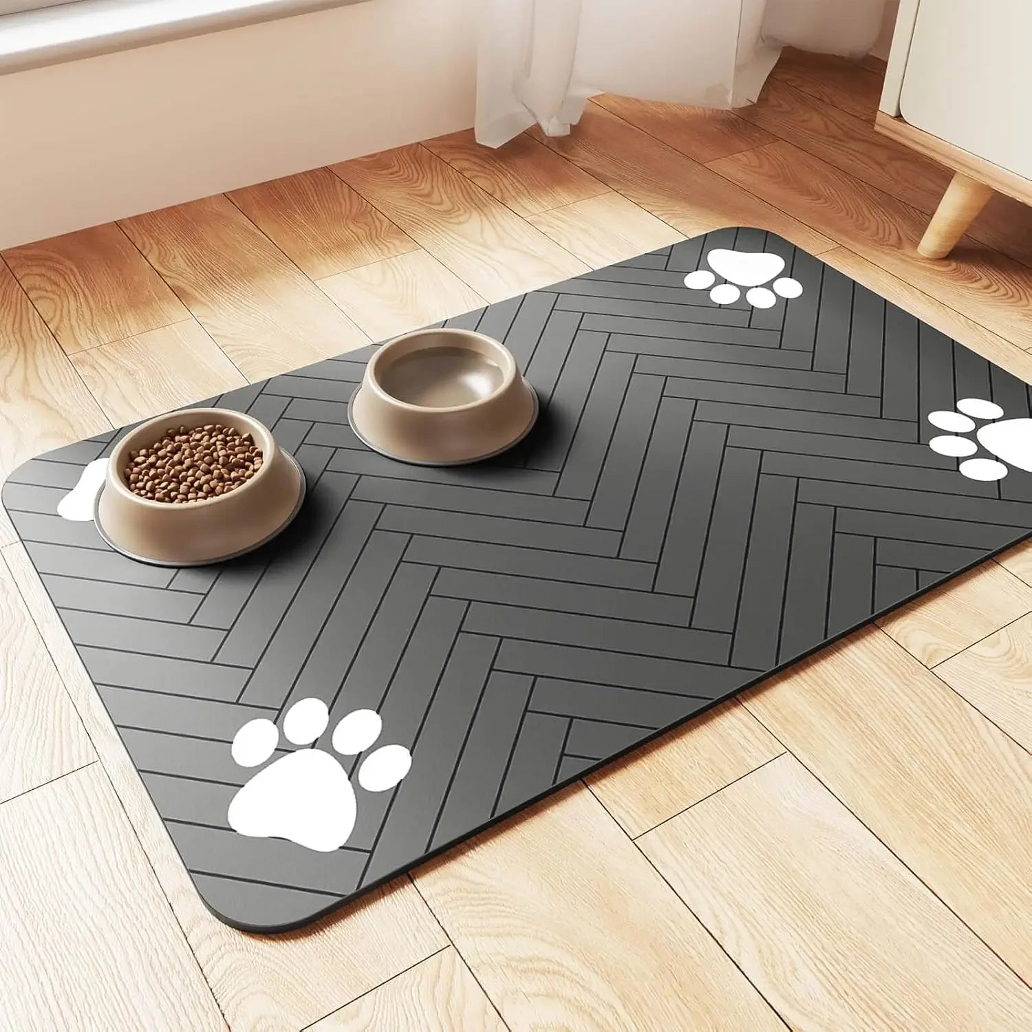 Tapis gamelle anti-dérapant pour chien et chat