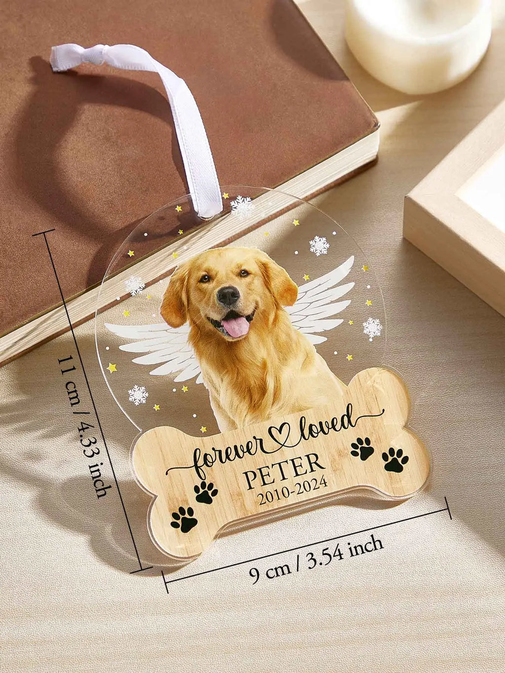 Custom Pet Photo Ornament Personalized Memorial Hanging Decor Acrylic Pet Keepsake Christmas Gift for Pet Lover In Loving Memory