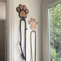 Porte-laisse mural en bois motif empreinte de patte