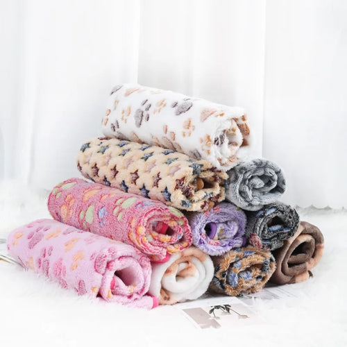 Couverture Douce en Flanelle pour Chien - Motif Pattes, Chaude et Confortable