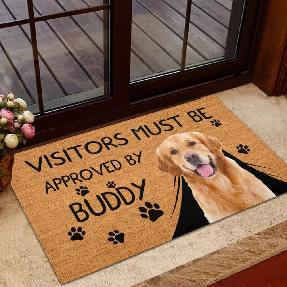 Custom Dog Doormat Personalized Welcome Pets Mat Funny Dogs Rugs For Pet Lovers Housewarming Gifts Custom Camping  Kennel Mat
