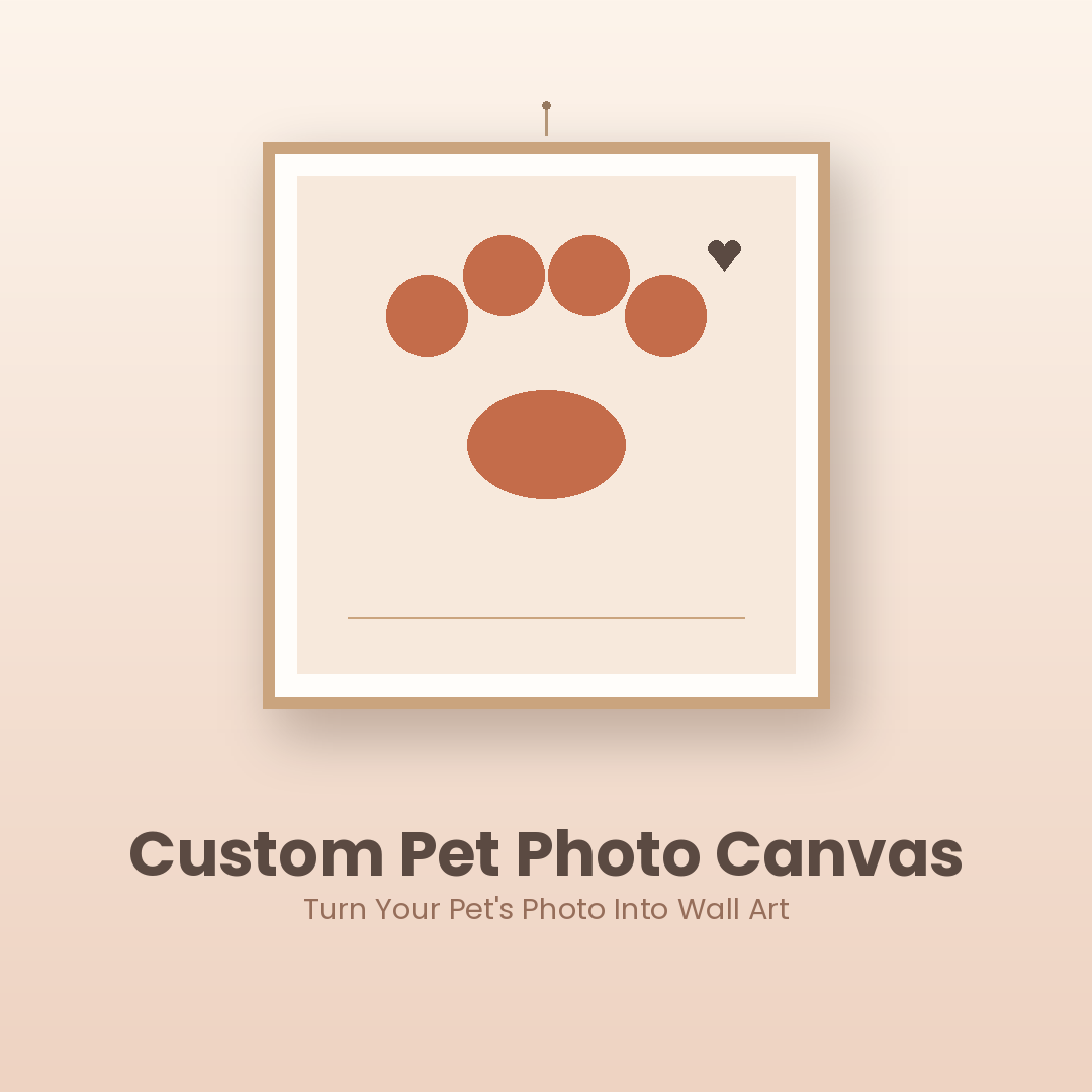 Toile personnalisée avec photo de votre animal - illustration empreinte de patte minimaliste