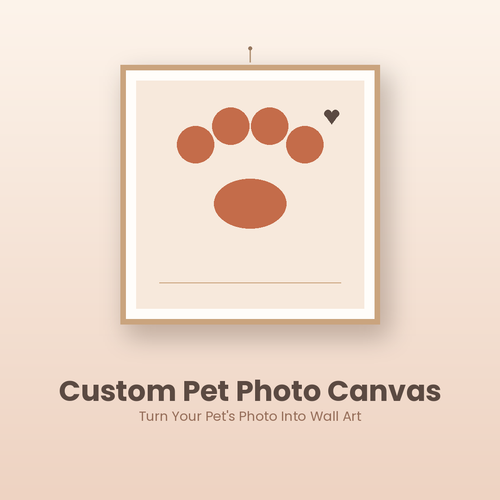 Toile personnalisée avec photo de votre animal - illustration empreinte de patte minimaliste